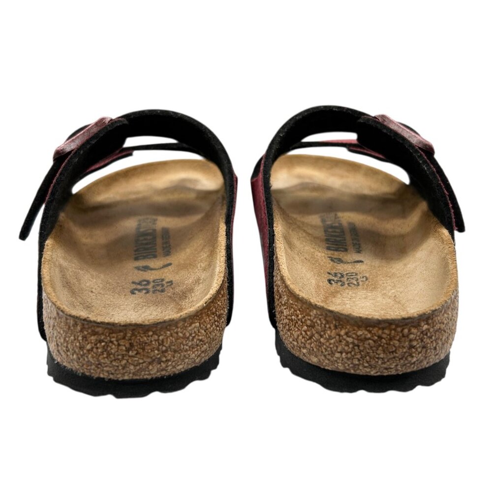 Birkenstock Arizona Birko-Flor Maroon Snake Pattern 2 Straps Slide Sandals 36 - Picture 11 of 15